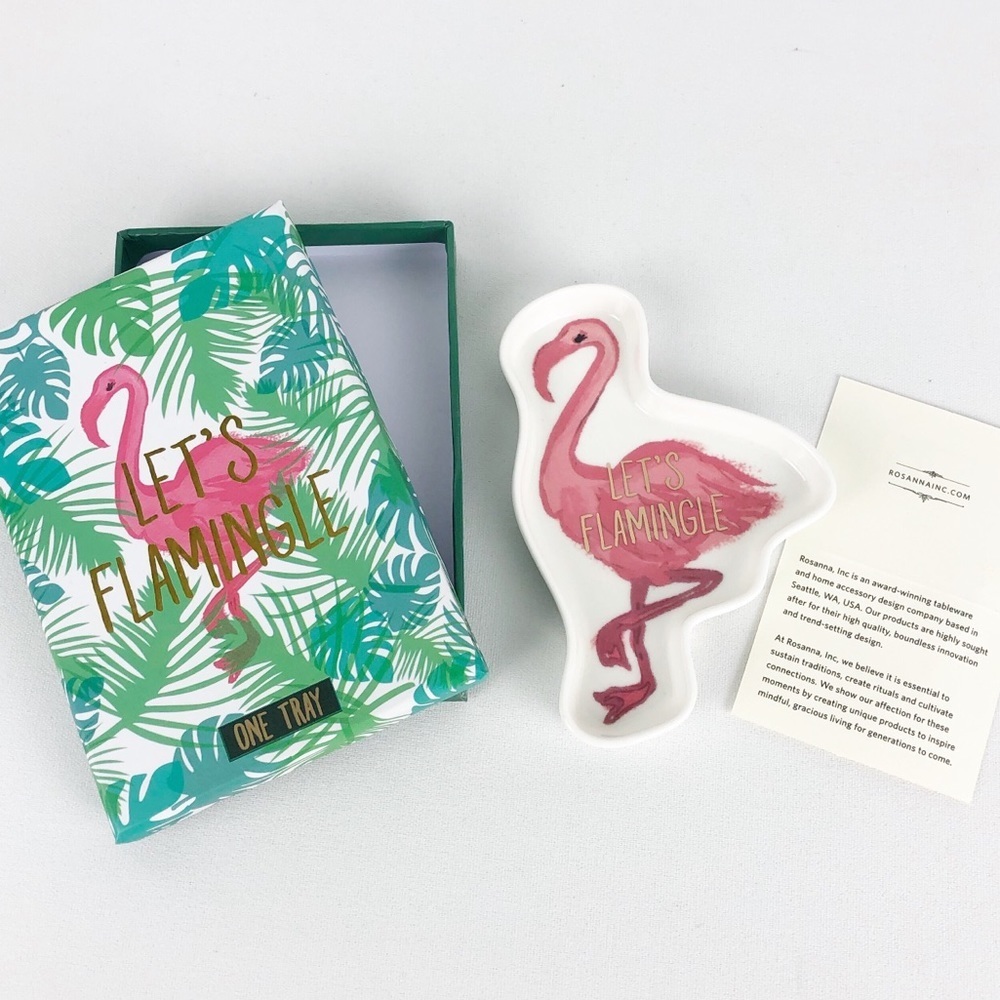 Rosanna Let’s Flamingle Flamingo 🦩 Tropical Jewelry Ceramic Tray